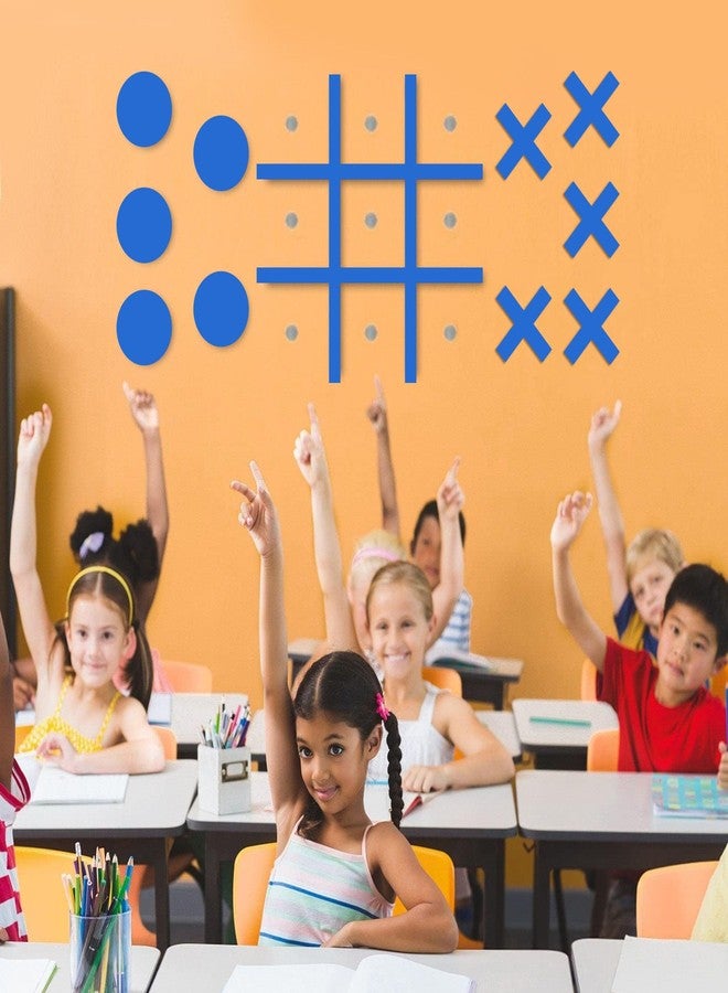 DUOLIYBC Magnetic Tic Tac Toe Wall-Mount Game,Game Room Decor,Hallway Decor,Playroom Decor,Modern Wall Decals for Kids Room,Classroom&Offices,Best Gift for Family, Friends (Blue) - Image 4